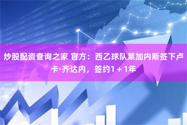 炒股配资查询之家 官方：西乙球队莱加内斯签下卢卡·齐达内，签约1＋1年